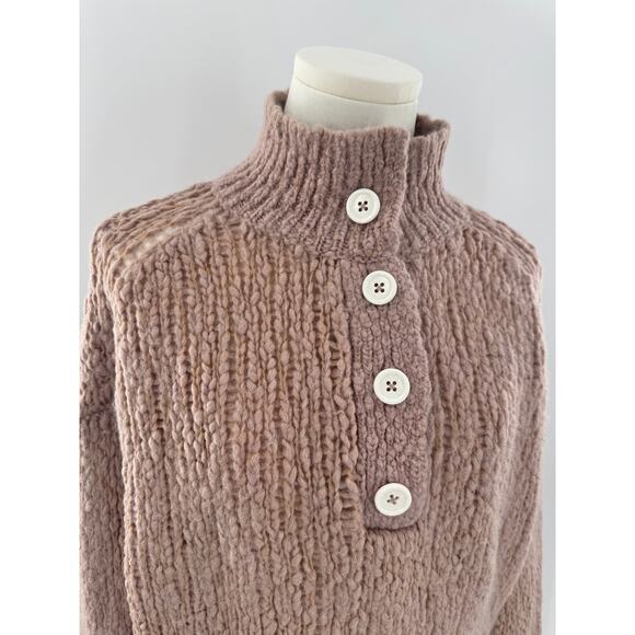 Everlane Lofty Wool Alpaca Sweater Pink Mauve Button up Pullover M - Picture 3 of 10